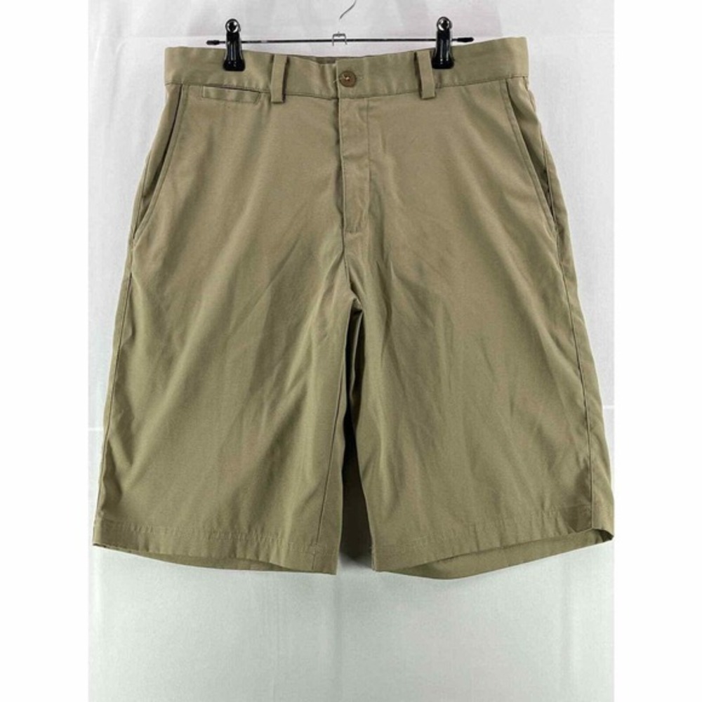 Nike Golf Mens Shorts Medium Khaki Tan Chino Flat Front Pocket Swoosh Activewear